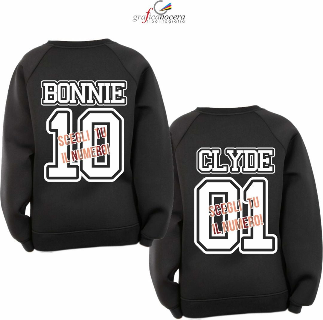 Coppia felpe Bonnie/Clyde con numero a scelta