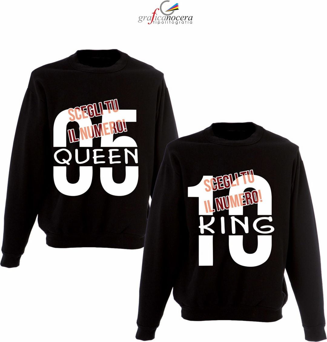 Coppia felpe King/Queen con numero a scelta