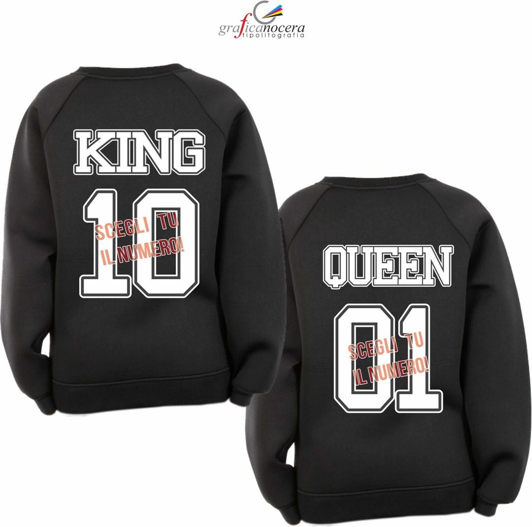 Coppia felpe King/Queen con numero a scelta