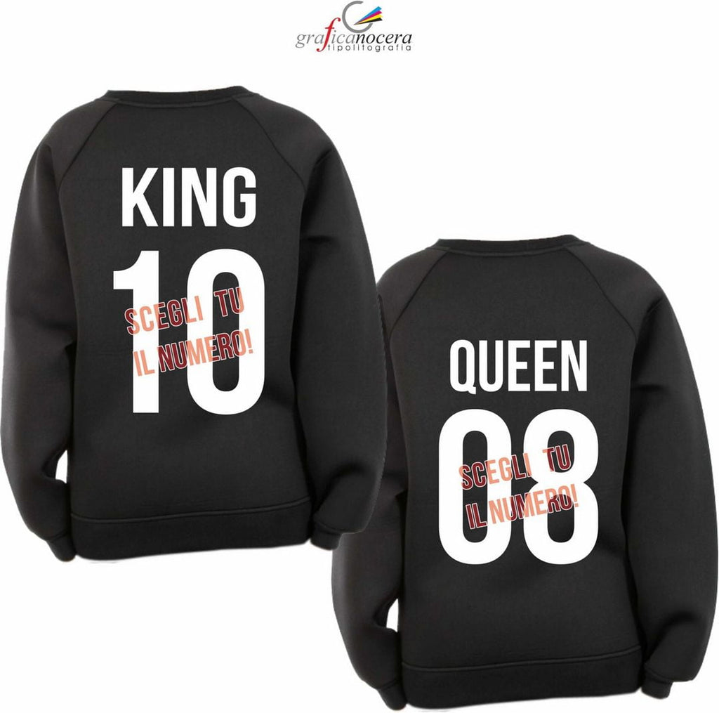 Coppia felpe King/Queen con numero a scelta