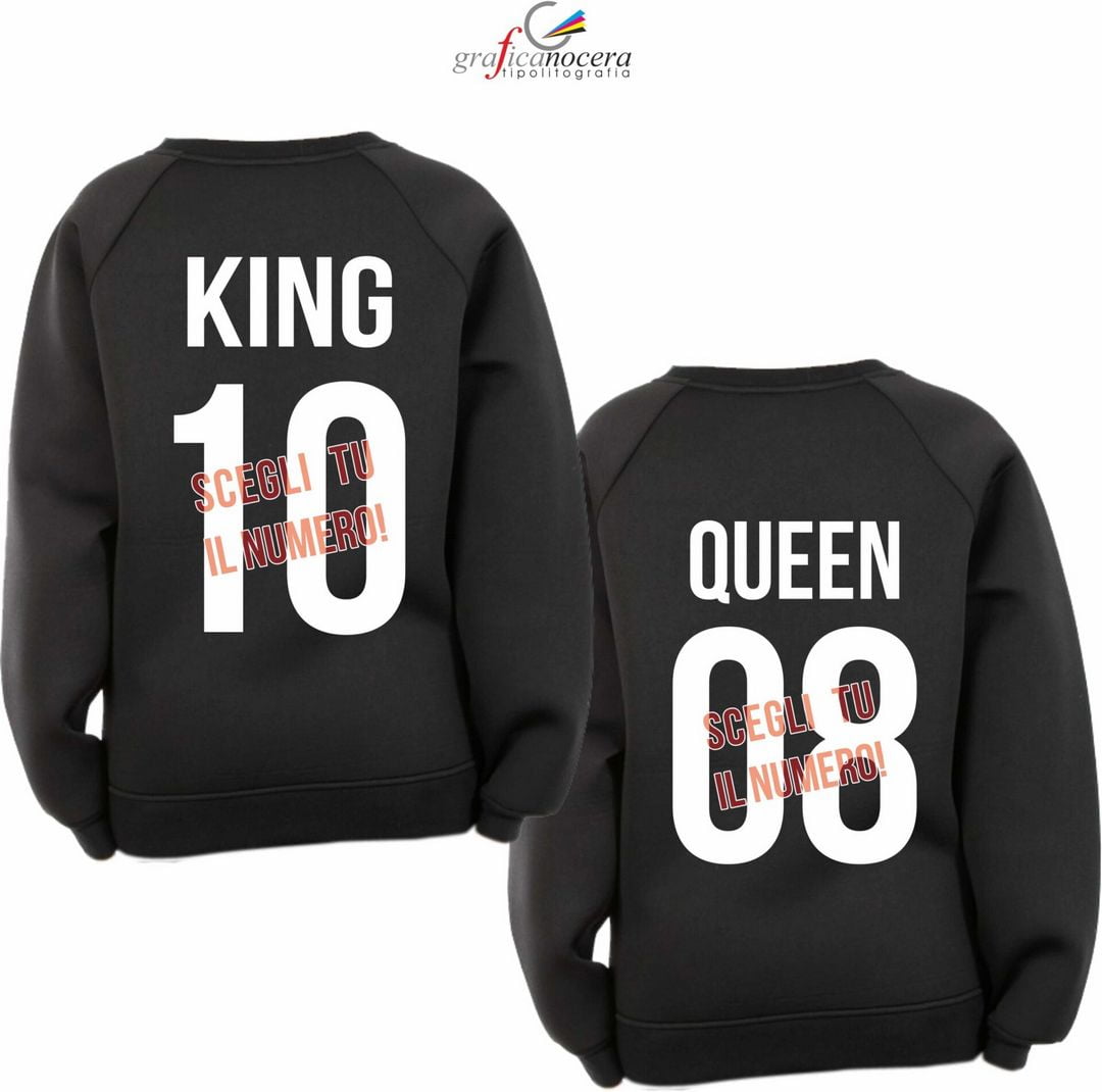 Coppia felpe King/Queen con numero a scelta
