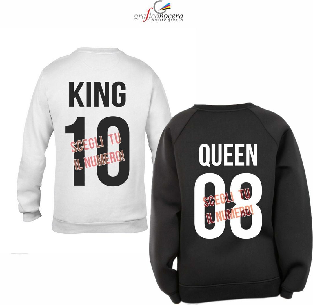 Coppia felpe King/Queen con numero a scelta