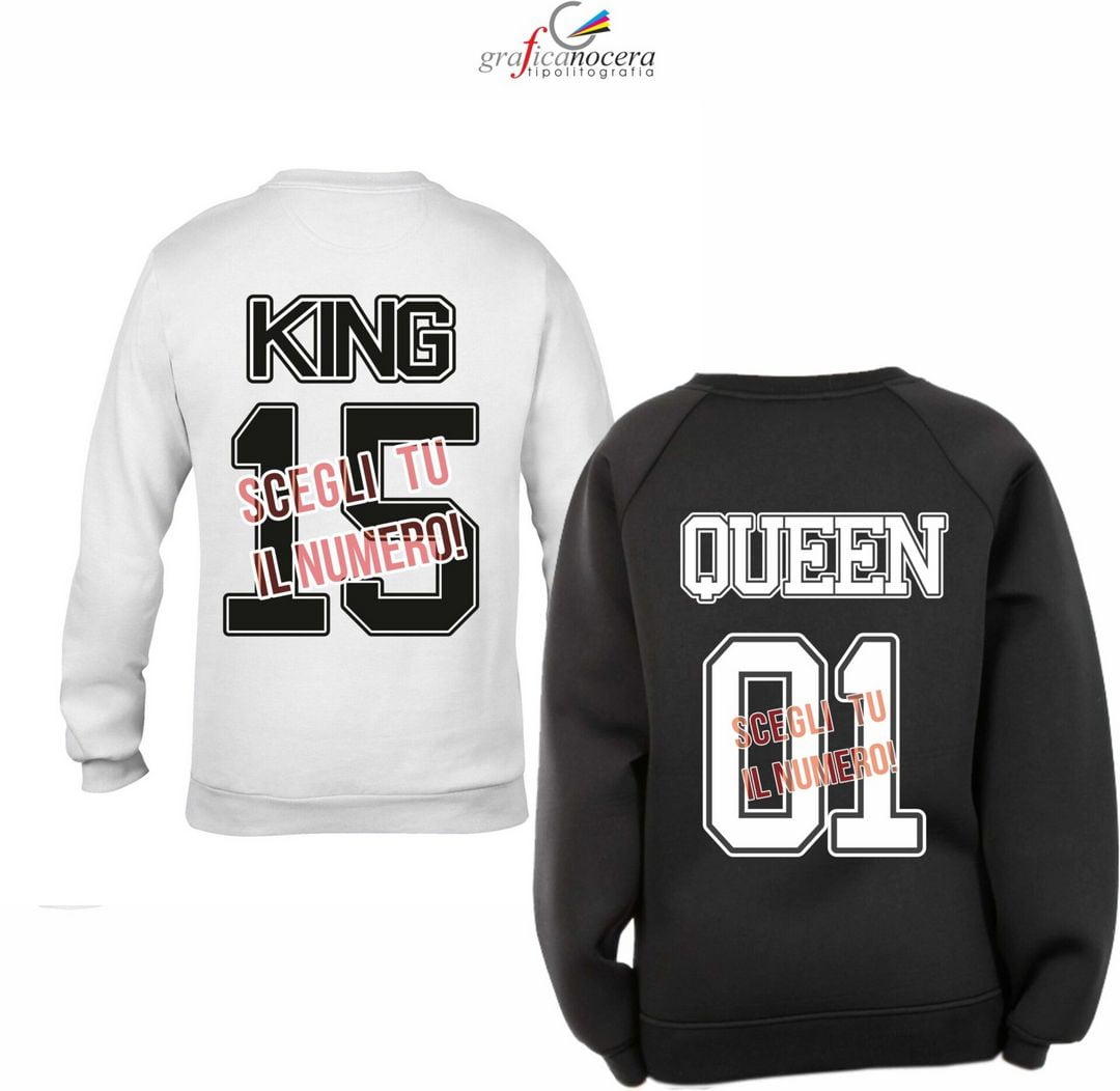 Coppia felpe King/Queen con numero a scelta