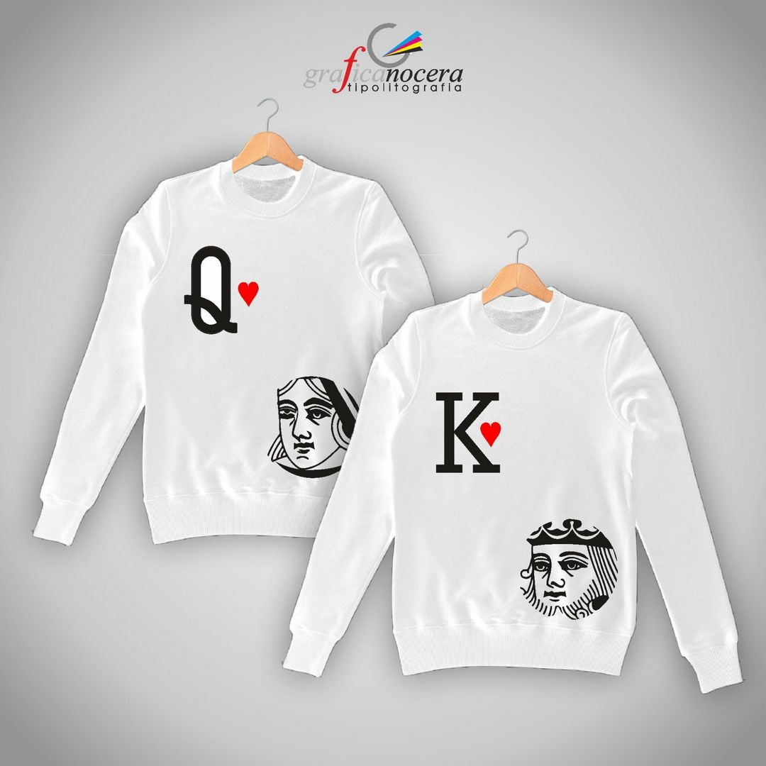 Coppia felpe King/Queen carta poker stilizzata