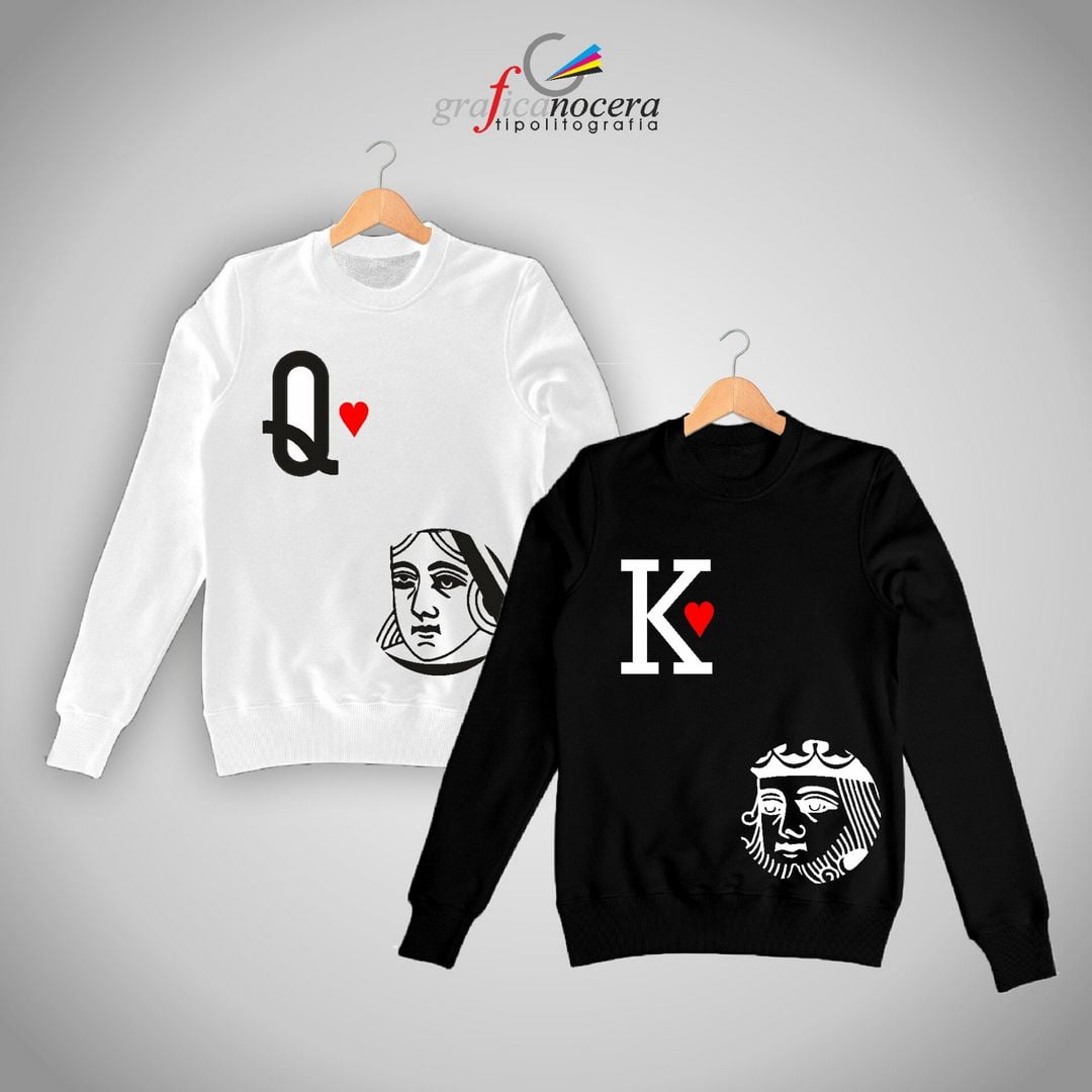Coppia felpe King/Queen carta poker stilizzata