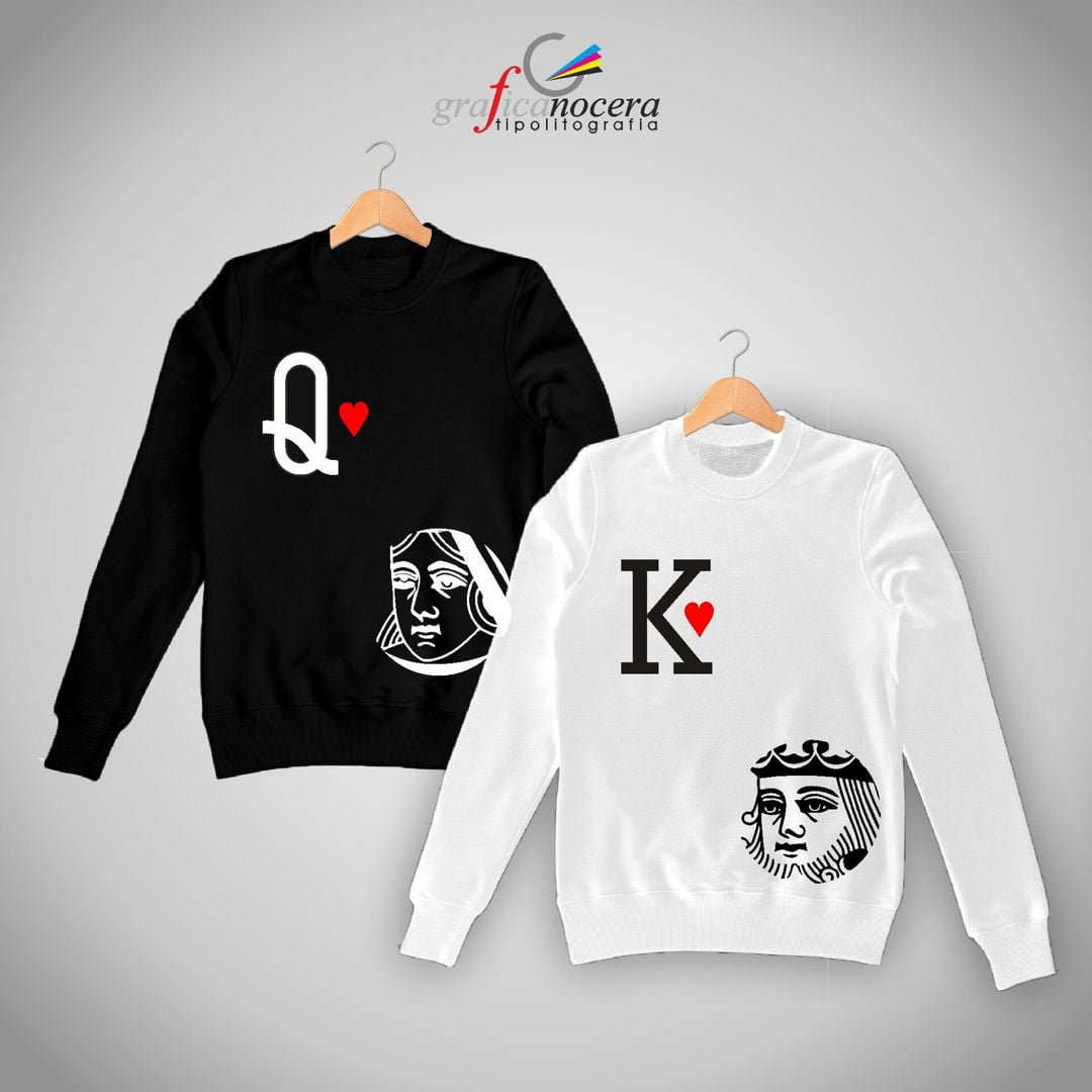 Coppia felpe King/Queen carta poker stilizzata