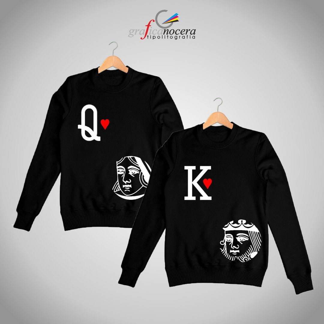 Coppia felpe King/Queen carta poker stilizzata