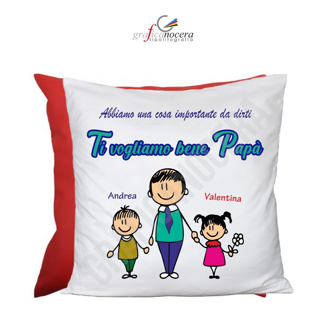 Cuscino Quadrato Festa del Papà con NOME PERSONALIZZATO idea regalo