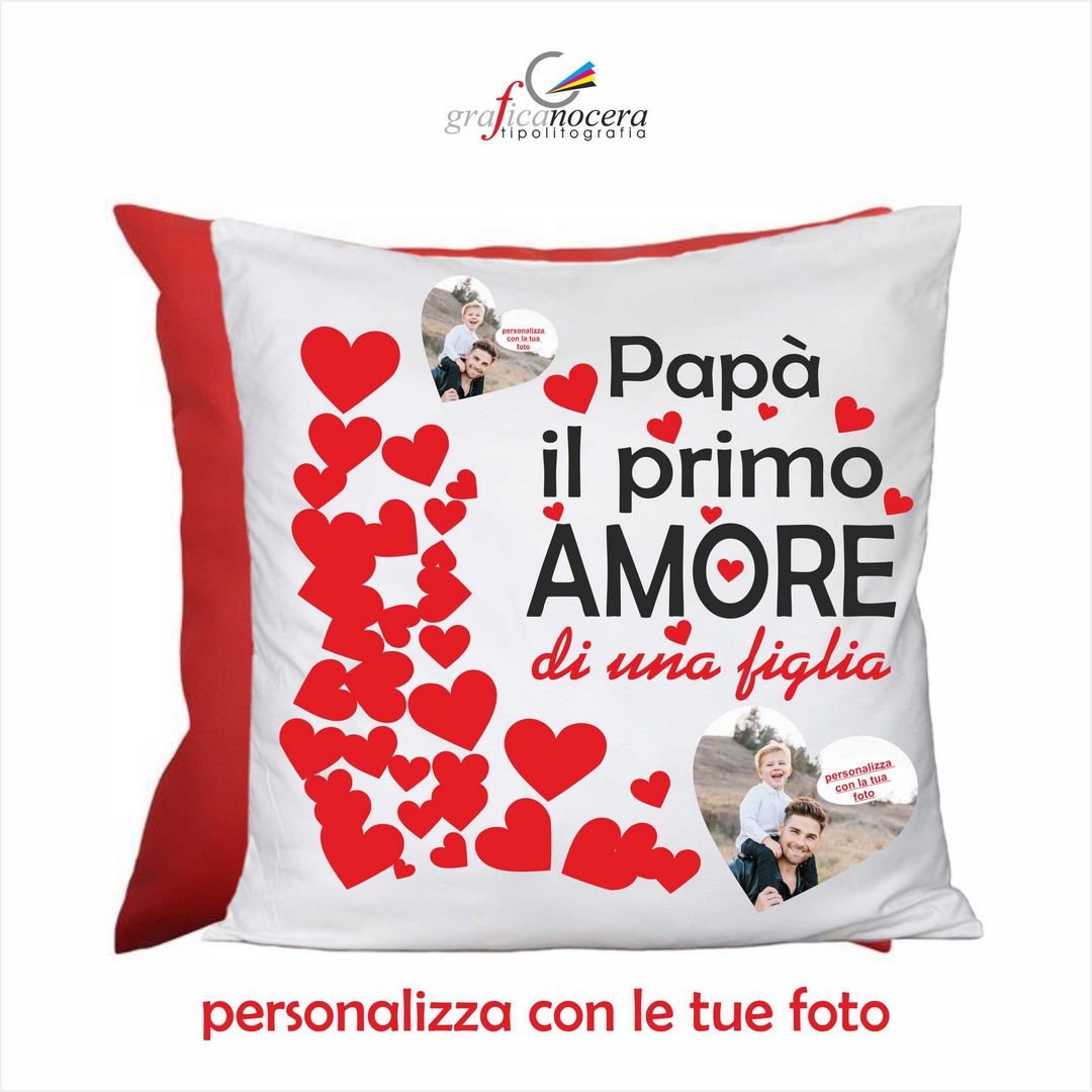 Cuscino Quadrato Festa del Papà il primo amore di una figlia con foto personalizzate idea regalo