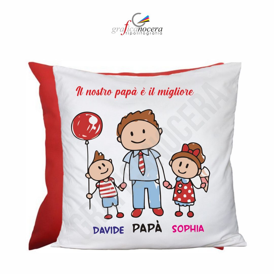 Cuscino Quadrato Festa del Papà con NOME PERSONALIZZATO idea regalo