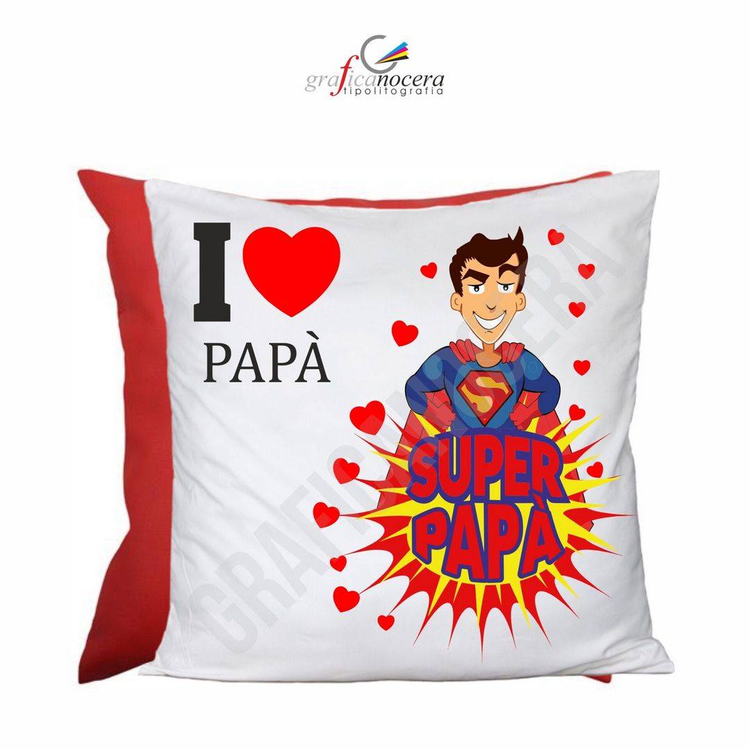 Cuscino Quadrato Festa del Papà Super Papà idea regalo