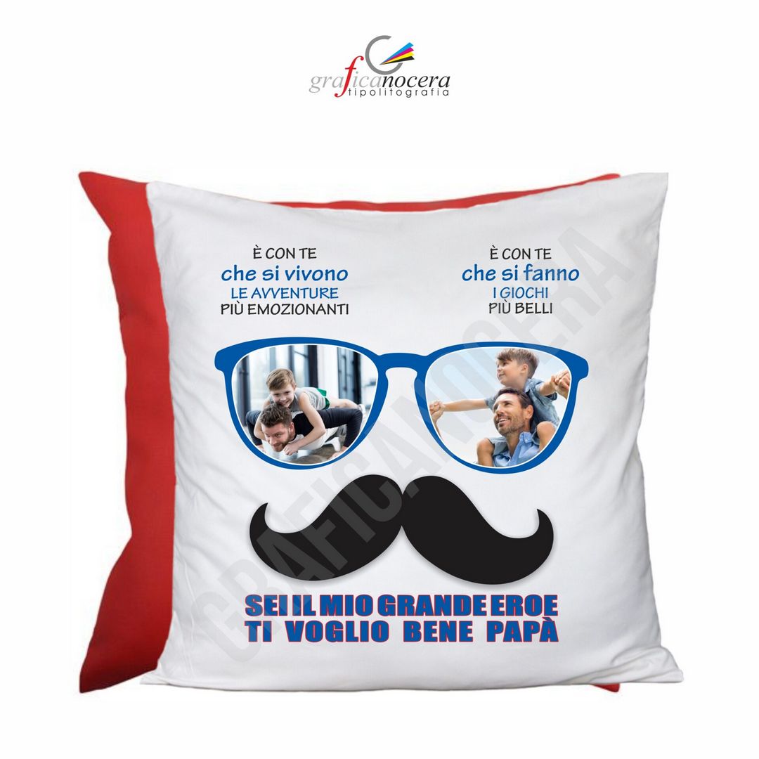Cuscino Quadrato Festa del Papà con FOTO PERSONALIZZATA idea regalo