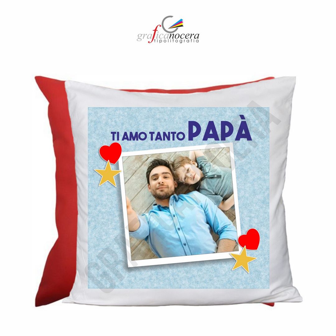 Cuscino Quadrato Festa del Papà con FOTO PERSONALIZZATA idea regalo