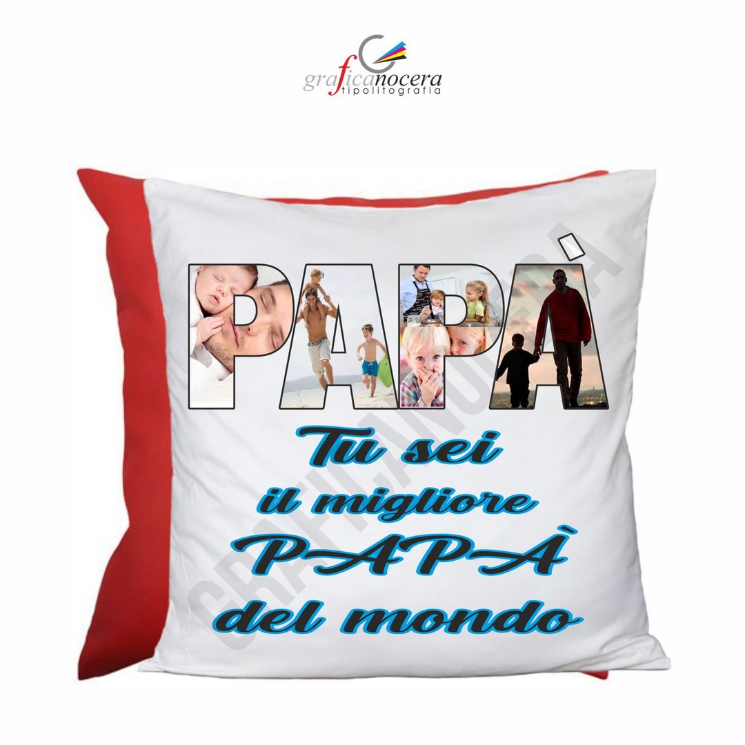 Cuscino Quadrato Festa del Papà con FOTO PERSONALIZZATA idea regalo