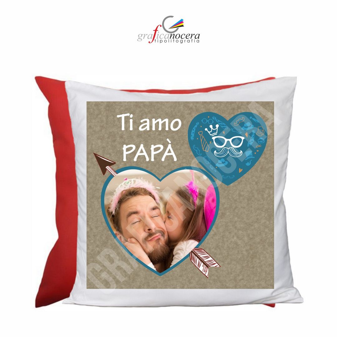 Cuscino Quadrato Festa del Papà con FOTO PERSONALIZZATA idea regalo