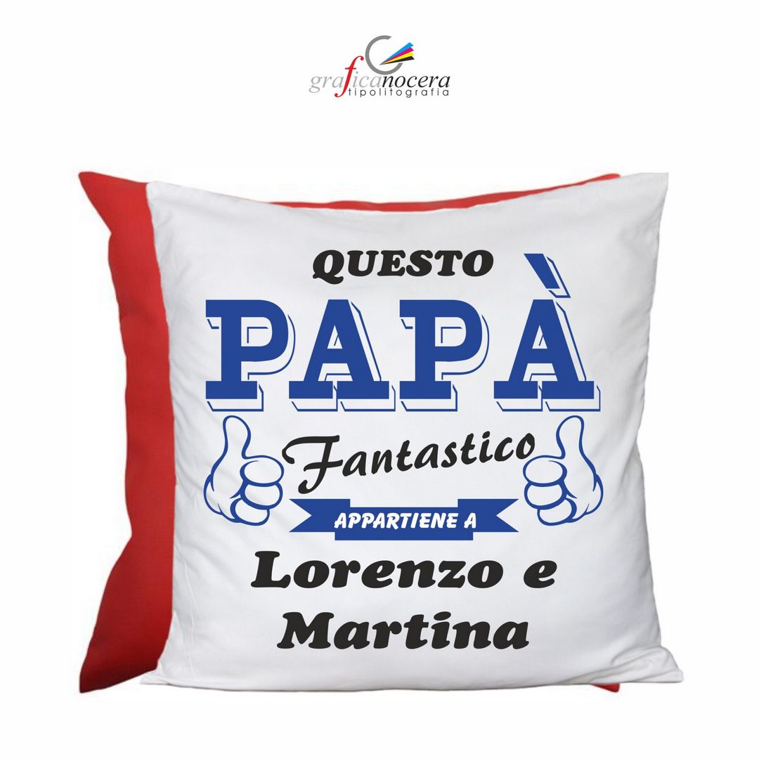 Cuscino Quadrato Festa del Papà con NOME PERSONALIZZATO idea regalo