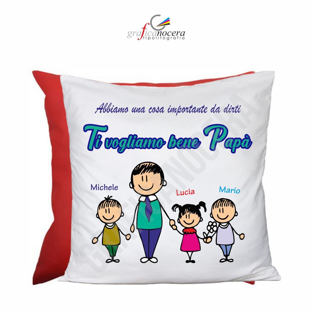 Cuscino Quadrato Festa del Papà con NOME PERSONALIZZATO idea regalo