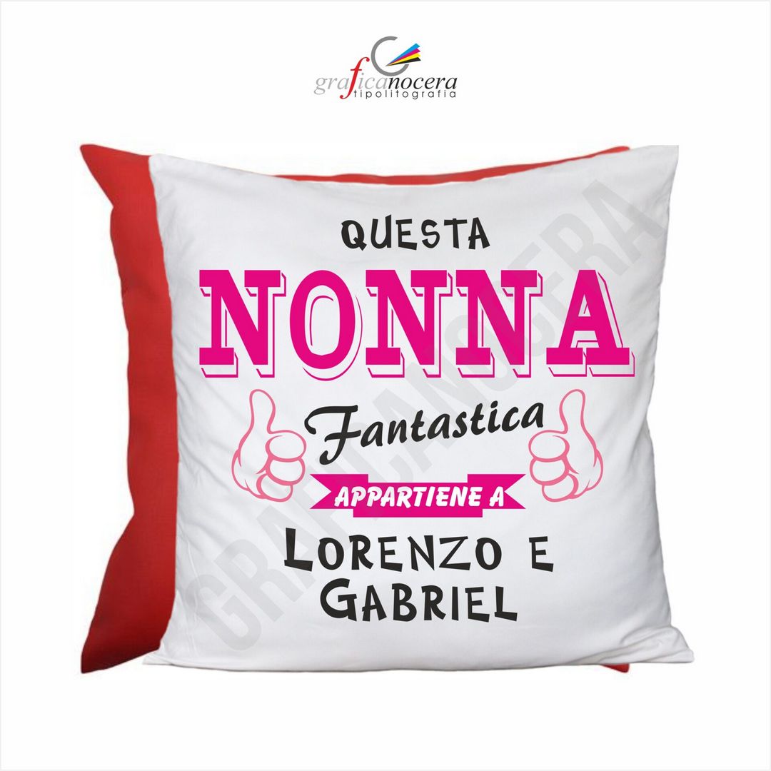 FESTA DEI NONNI Cuscino Quadrato Personalizzato premio Miglior Nonna Rosso idea regalo