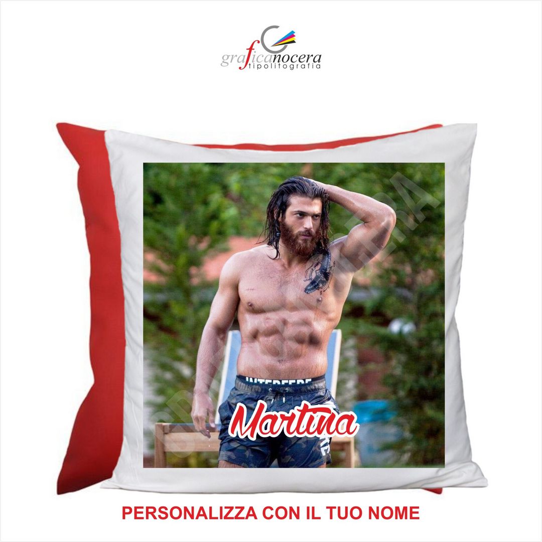 Cuscino quadrato CAN YAMAN Personalizzato con Nome le ali del sogno attore film idolo Rosso idea regalo