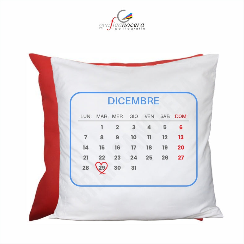 Cuscino Quadrato con calendario 2026 personalizzato Amore idea regalo