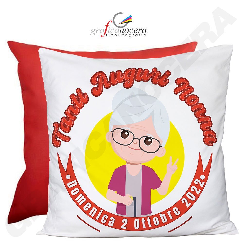 FESTA DEI NONNI Cuscino Quadrato Tanti Auguri Nonno / Nonna idea regalo