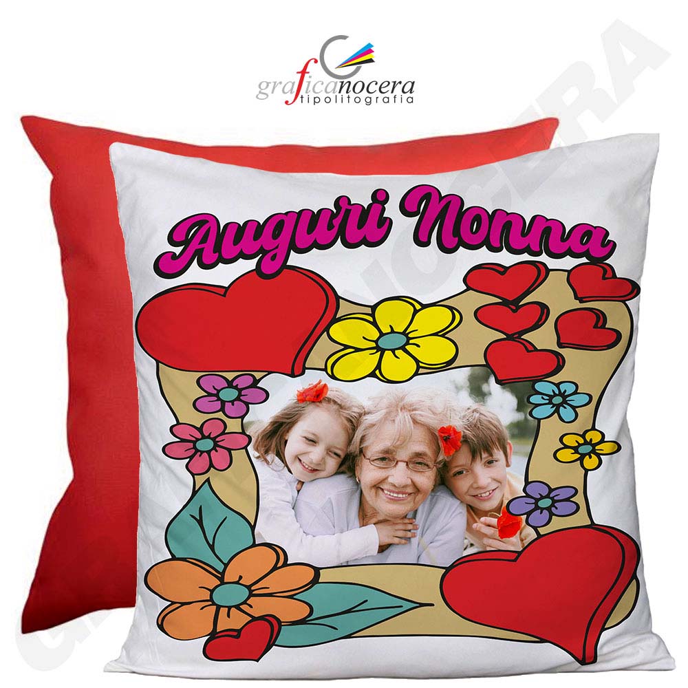FESTA DEI NONNI Cuscino Quadrato Auguri Nonno / Nonna con Foto Personalizzata idea regalo