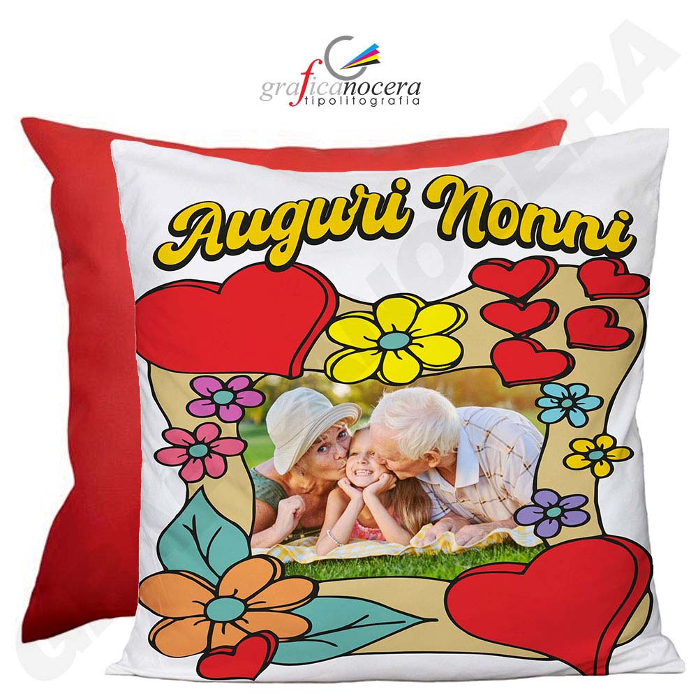 FESTA DEI NONNI Cuscino Quadrato Auguri Nonni con Foto Personalizzata idea regalo