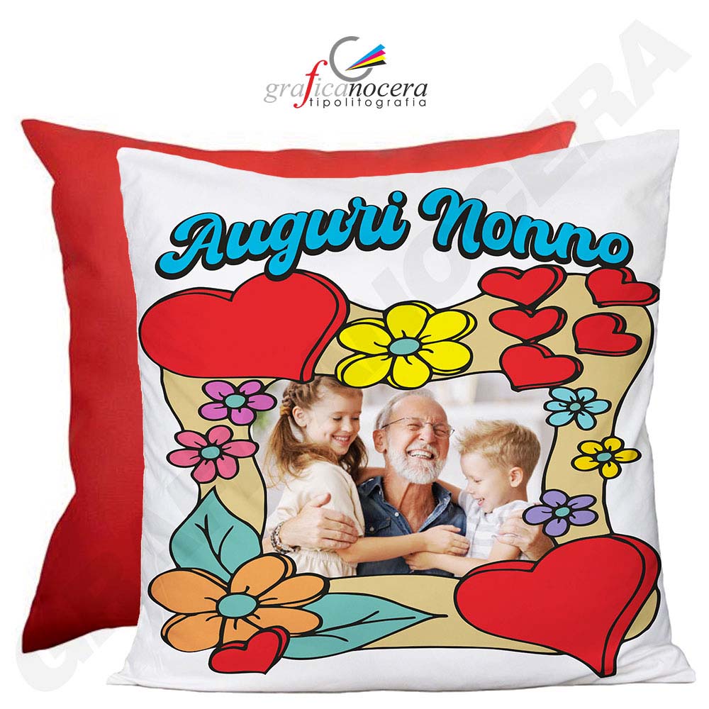 FESTA DEI NONNI Cuscino Quadrato Auguri Nonno / Nonna con Foto Personalizzata idea regalo