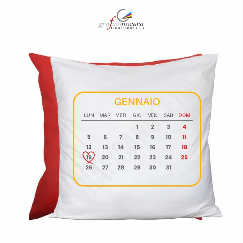 Cuscino Quadrato con calendario 2026 personalizzato Amore idea regalo