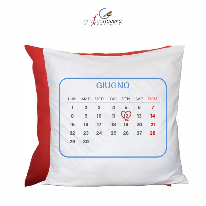 Cuscino Quadrato con calendario 2026 personalizzato Amore idea regalo