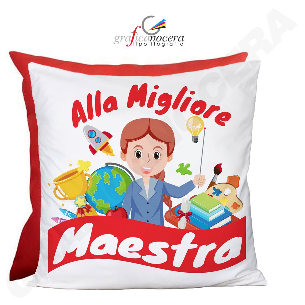 Cuscino Quadrato alla Migliore Maestra 2 Scuola Asilo Elementare Alunni regalo fine anno