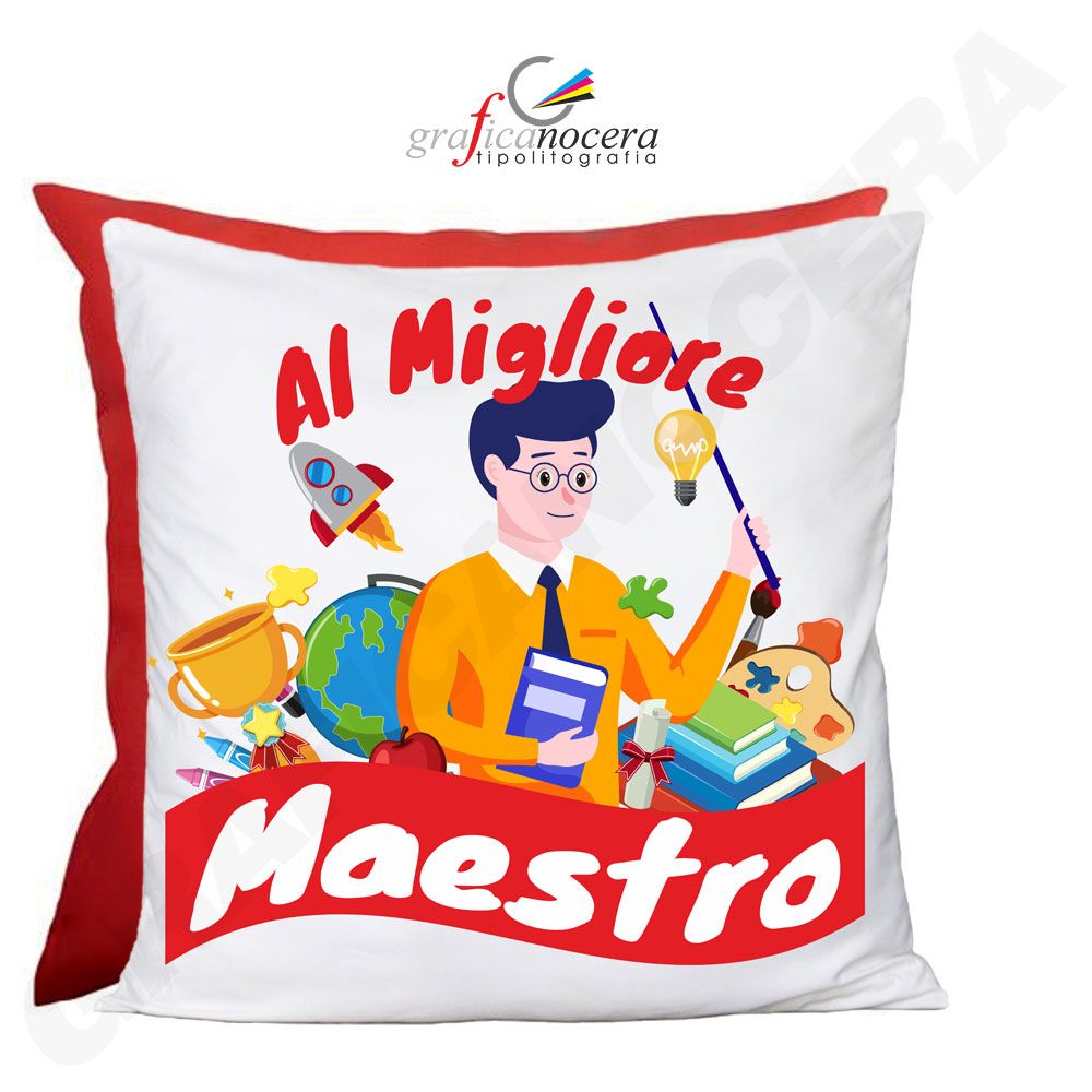 Cuscino Quadrato al Migliore Maestro 2 Scuola Asilo Elementare Alunni regalo fine anno