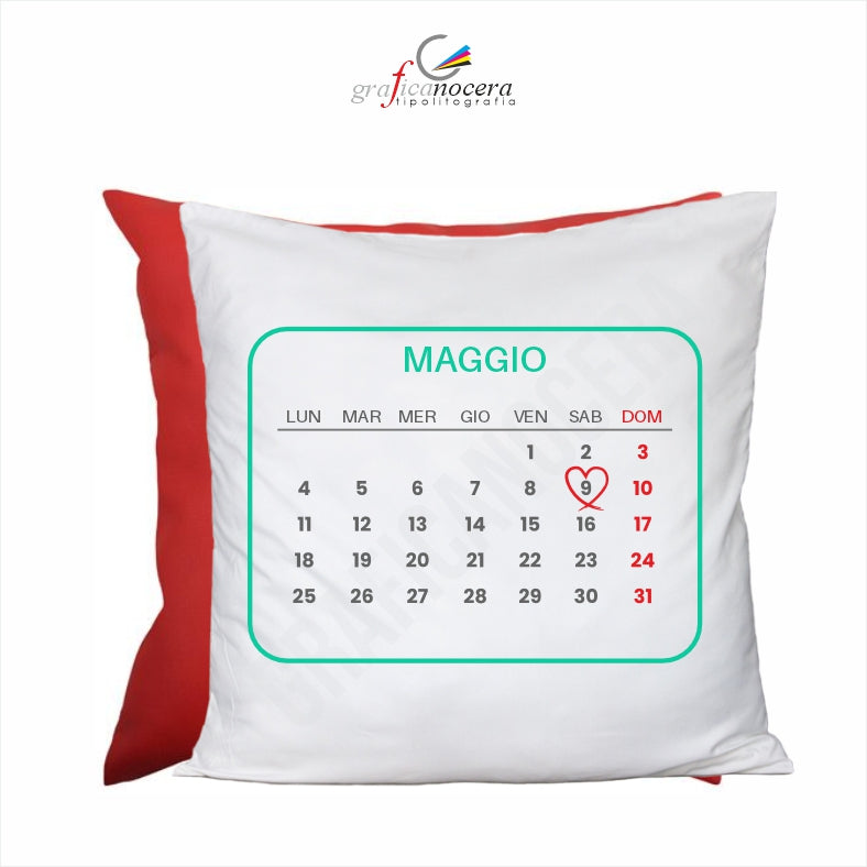 Cuscino Quadrato con calendario 2026 personalizzato Amore idea regalo