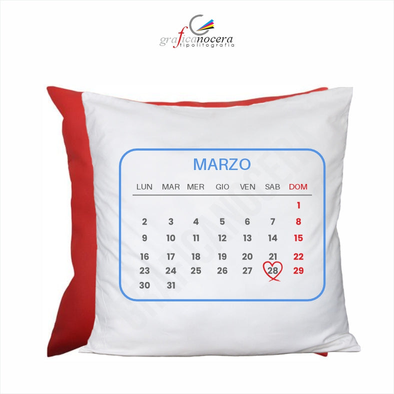 Cuscino Quadrato con calendario 2026 personalizzato Amore idea regalo