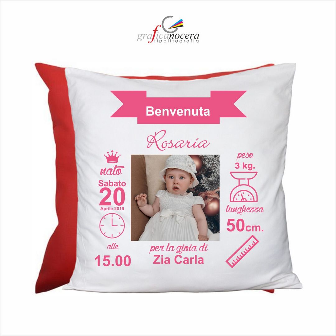 Cuscino quadrato Personalizzato Nascita Bimba idea regalo