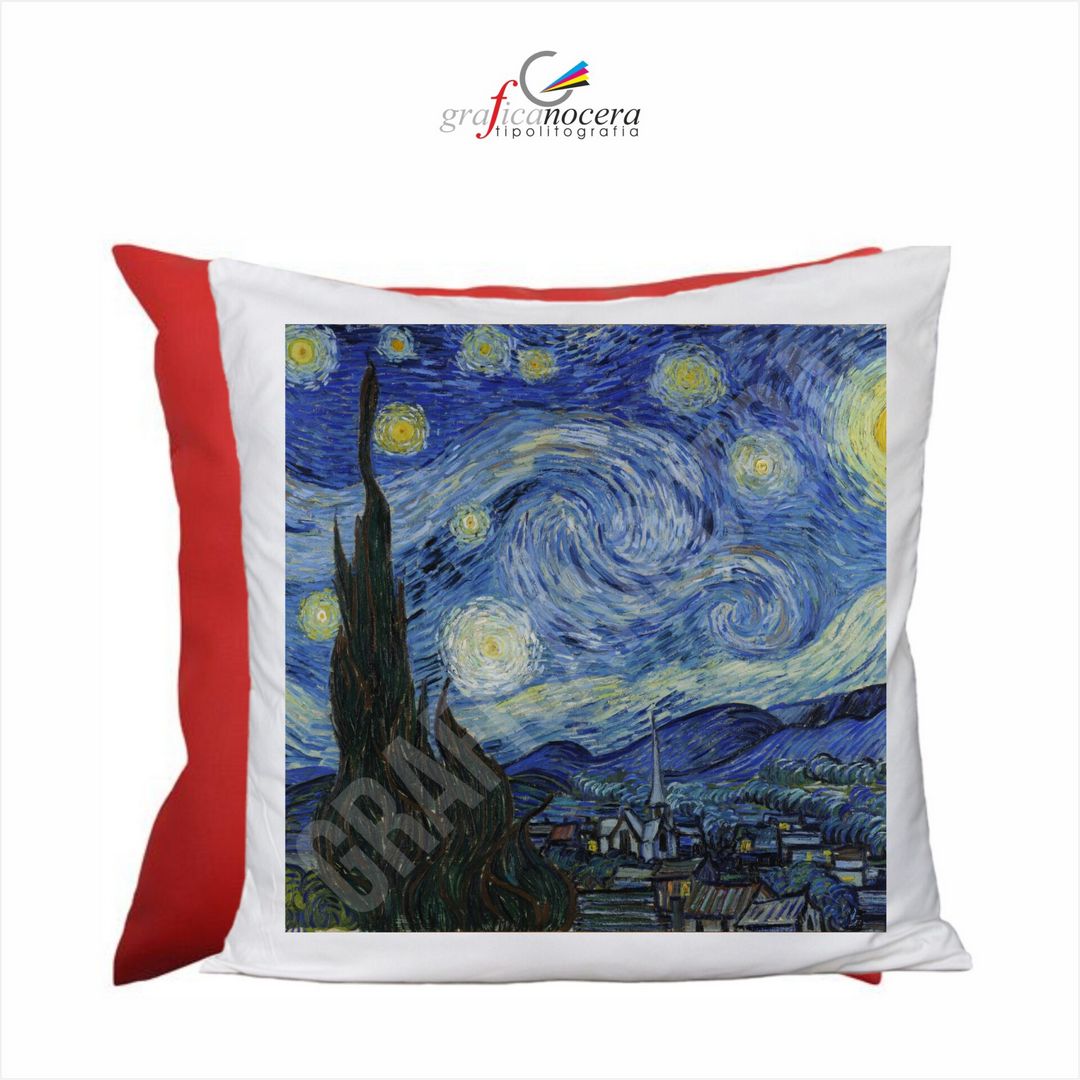 Cuscino quadrato Vincent Van Gogh quadro Notte Stellata Rosso idea regalo