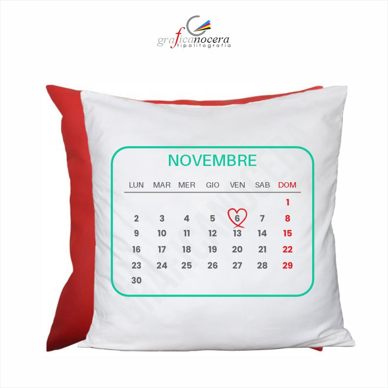 Cuscino Quadrato con calendario 2026 personalizzato Amore idea regalo