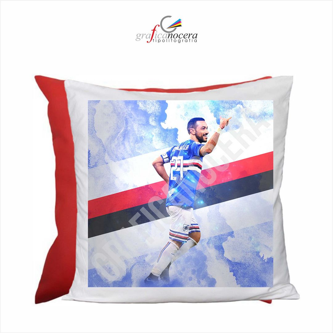 Cuscino quadrato Fabio Quagliarella Sampdoria gol idolo Rosso idea regalo