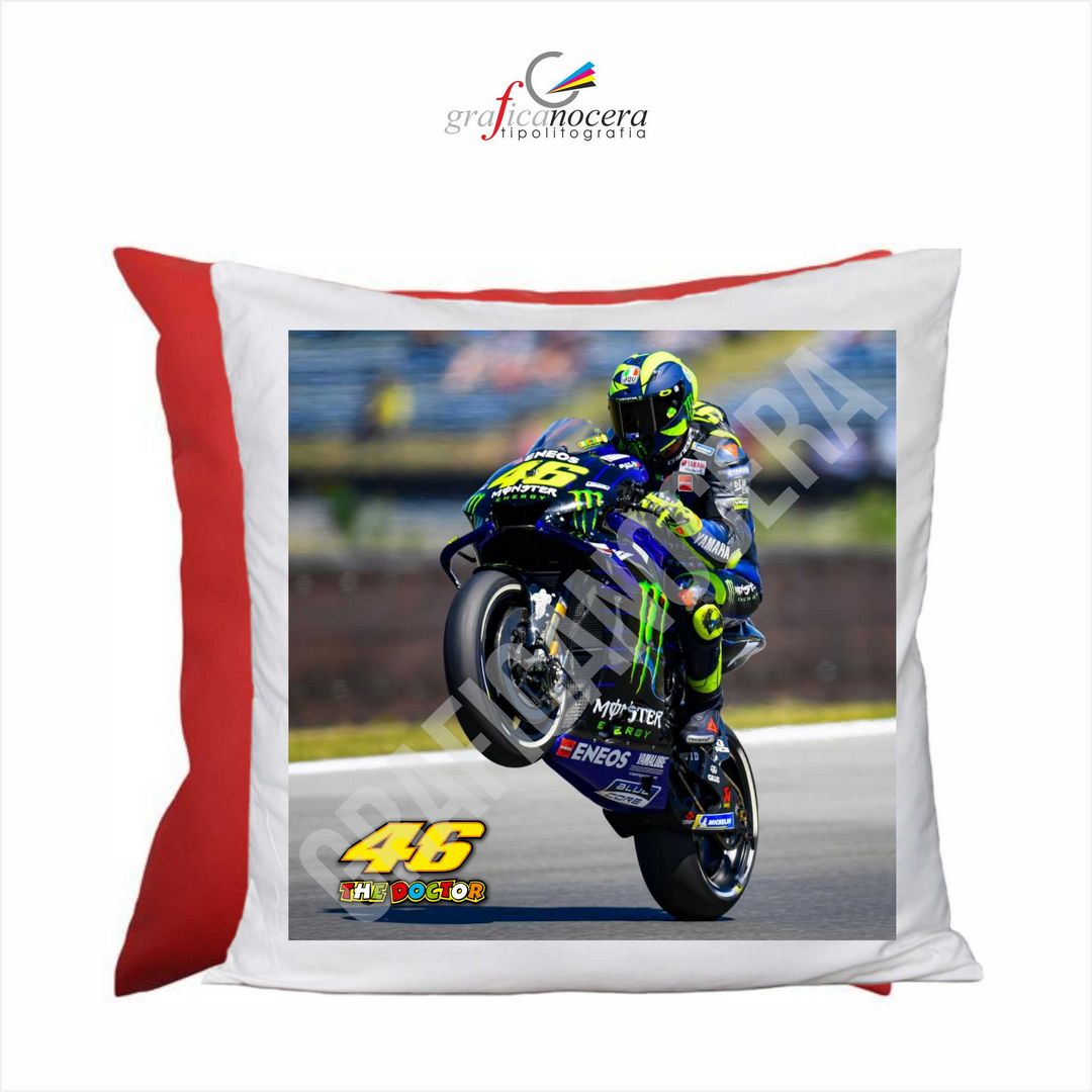 Cuscino quadrato VALENTINO ROSSI 46 motociclista moto gp Rosso idea regalo