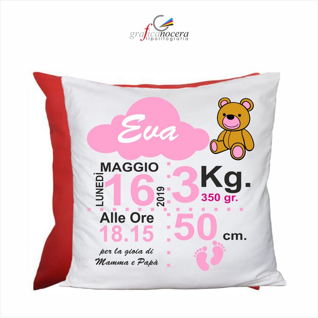 Cuscino quadrato Personalizzato Nascita Rosa idea regalo