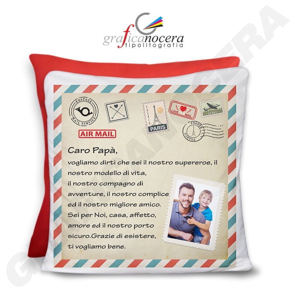 Cuscino Dedica con Foto Personalizzata Lettera ai Genitori Mamma Papà da parte dei Figli idea regalo