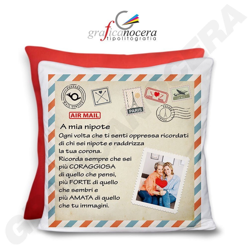 Cuscino Dedica con Foto Personalizzata Lettera al/alla nipote da parte degli Zii/Nonni idea regalo