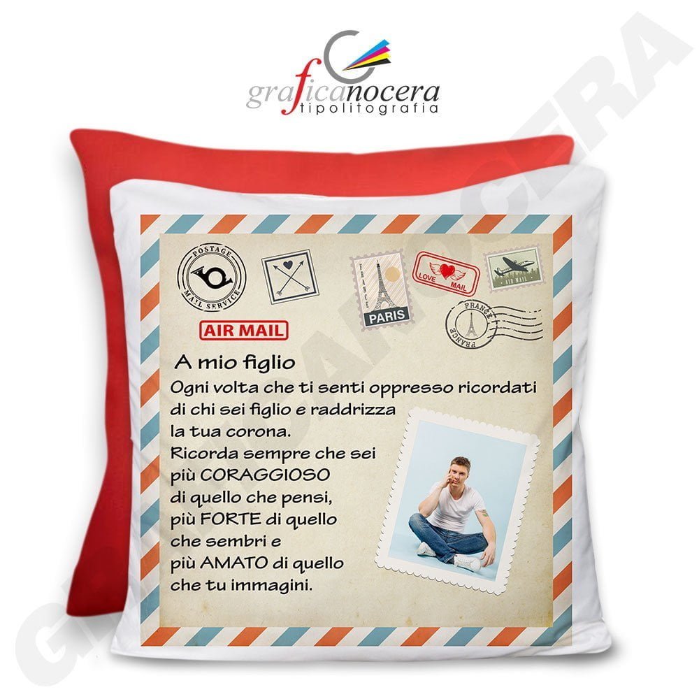 Cuscino Dedica con Foto Personalizzata Lettera al figlio, figlia, genitori idea regalo