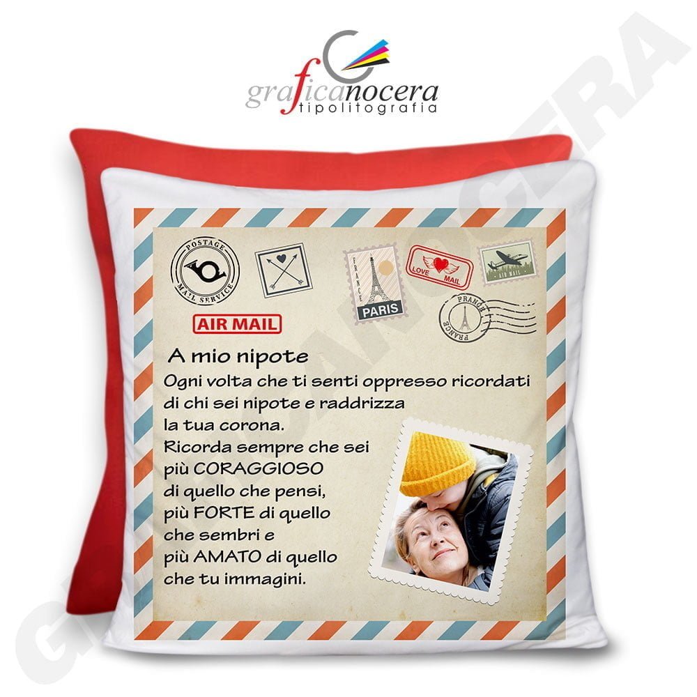 Cuscino Dedica con Foto Personalizzata Lettera al/alla nipote da parte degli Zii/Nonni idea regalo
