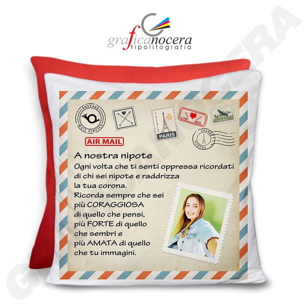 Cuscino Dedica con Foto Personalizzata Lettera al/alla nipote da parte degli Zii/Nonni idea regalo