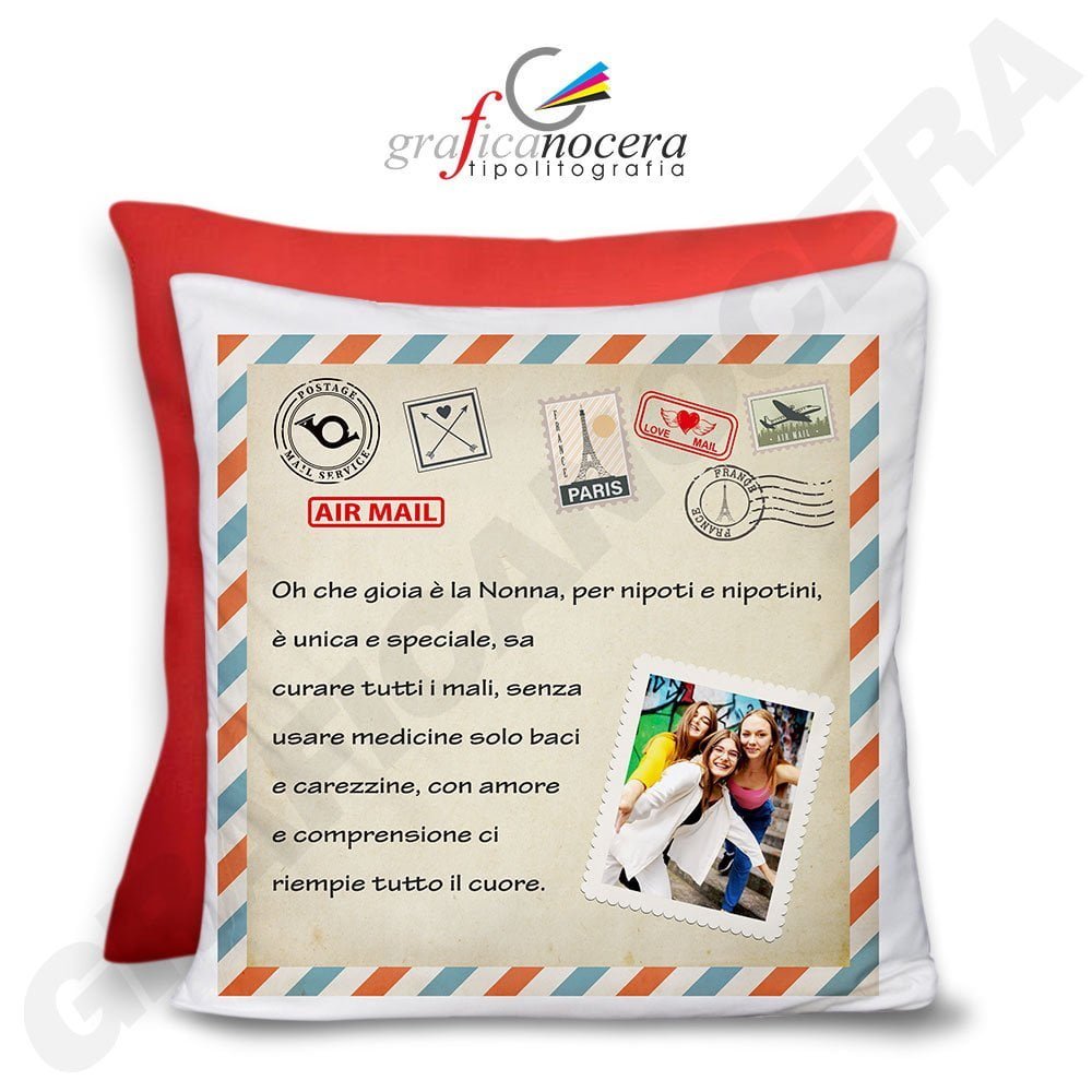 Cuscino Dedica con Foto Personalizzata Lettera ai Nonni Nonno Nonna da parte dei Nipoti idea regalo