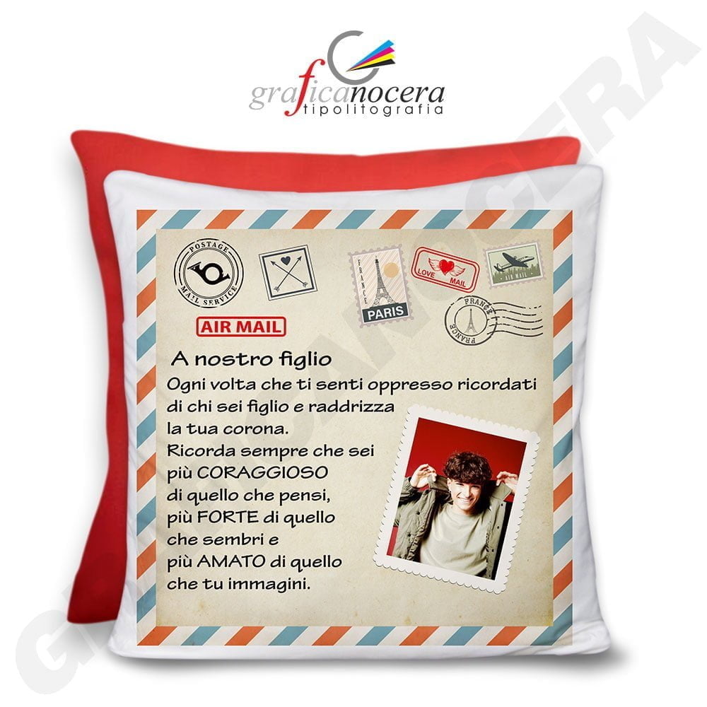 Cuscino Dedica con Foto Personalizzata Lettera al figlio, figlia, genitori idea regalo
