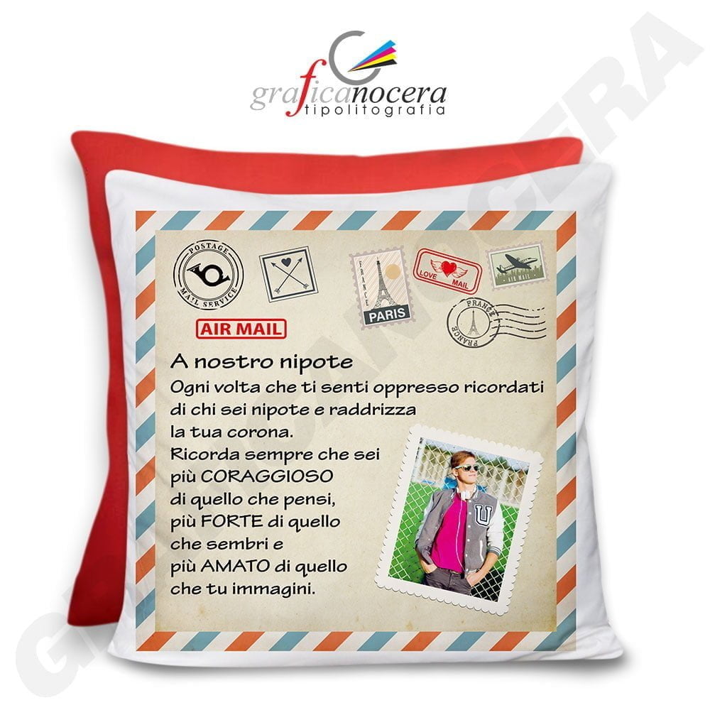 Cuscino Dedica con Foto Personalizzata Lettera al/alla nipote da parte degli Zii/Nonni idea regalo