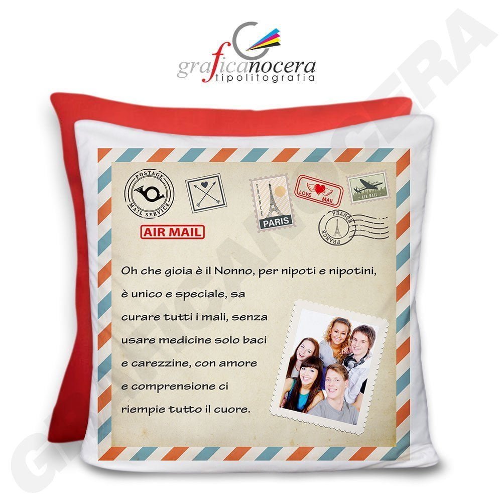 Cuscino Dedica con Foto Personalizzata Lettera ai Nonni Nonno Nonna da parte dei Nipoti idea regalo