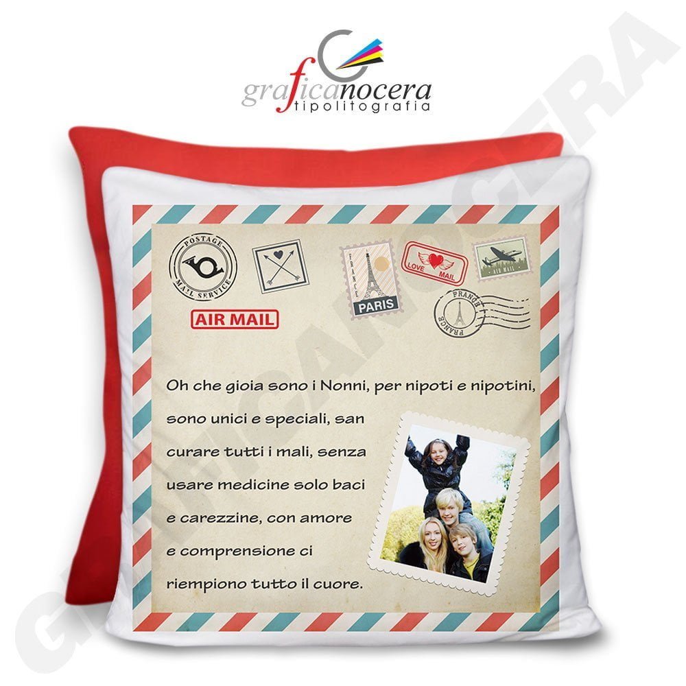 Cuscino Dedica con Foto Personalizzata Lettera ai Nonni Nonno Nonna da parte dei Nipoti idea regalo